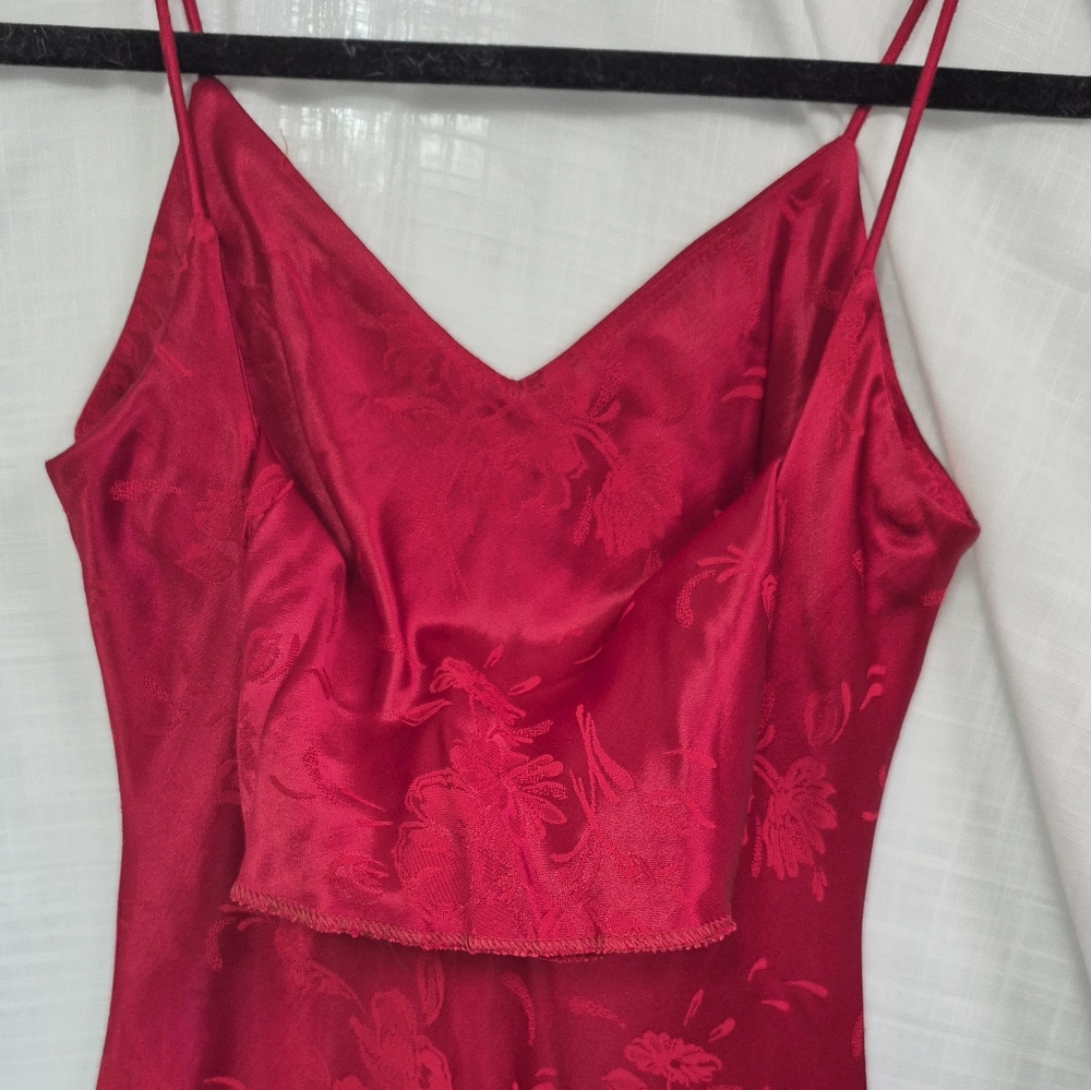 Vintage Jeremy Scott 90's Red Floral Maxi Slip Dress Braemar Petites - Picture 8 of 12